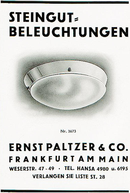 Paltzer Anzeige Leuchte 3673 von 1929