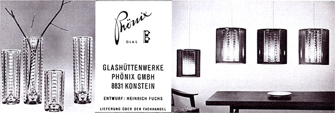 Phönix Anzeige mit Leuchten von Heinrich Fuchs
Erscheinungstermin 1963.