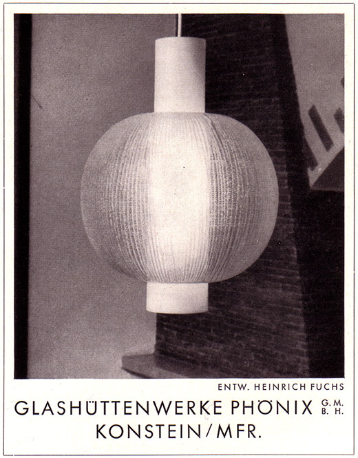 Phönix Anzeige mit Leuchte von Heinrich Fuchs
Erscheinungstermin 1960. 