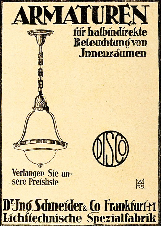 Dr. Ing. Schneider, für halbindirekte Beleuchtung, Anzeige 1924