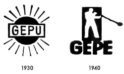 Putzler Glas Logo, Marke, GEPE, GEPU, 1930 und 1940
