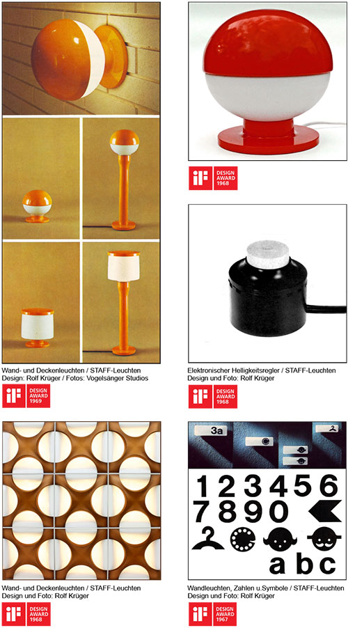 Leuchten Entwürfe für STAFF 1967, 1968, 1969