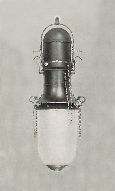AEG Triplex-Flammbogenlampe von 1908,
Entwurf von Peter Behrens.