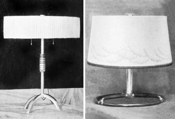 Tischleuchten von Fritz August Breuhaus de Groot f&uuml;r &bdquo;W&uuml;rttembergische Metallwarenfabrik&ldquo;, Geislingen - WMF. Nr. 488 und 635. 1929