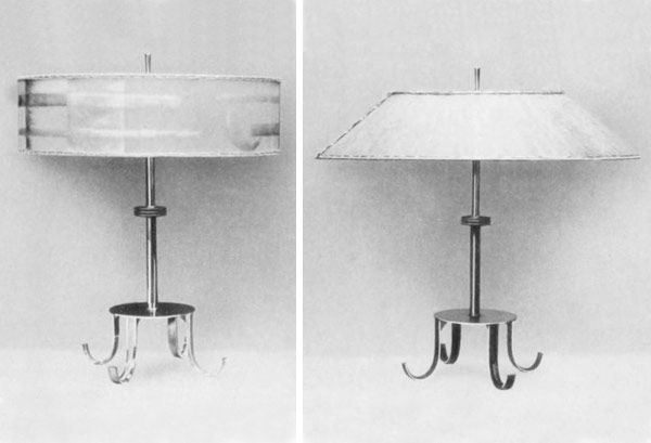 Tischleuchten von Fritz August Breuhaus de Groot 
f&uuml;r &bdquo;W&uuml;rttembergische Metallwarenfabrik&ldquo;, Geislingen - WMF. Nr. 527. 1929.