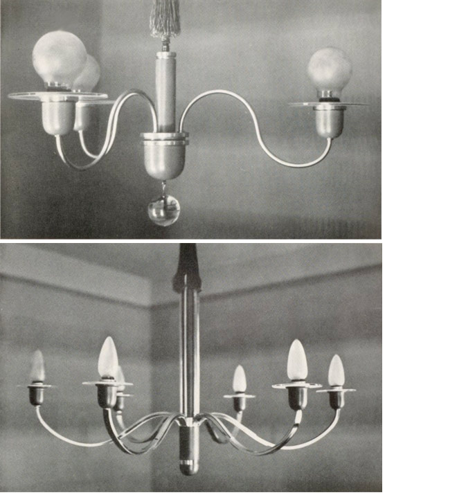 Deckenleuchten von Fritz August Breuhaus de Groot f&uuml;r die &bdquo;Vereinigte Werkst&auml;tten&ldquo;, M&uuml;nchen. 1927.