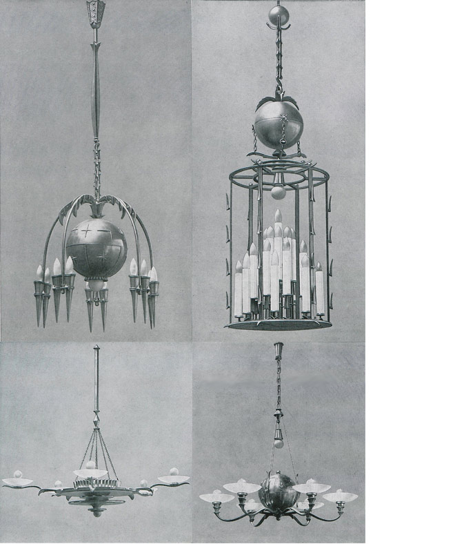 Pendelleuchten von Fritz August Breuhaus de Groot, Ausführung G. Krüger, Berlin. 1923.