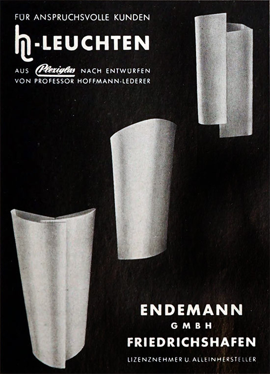 Heinz Hecht Anzeige HL Leuchten 1956