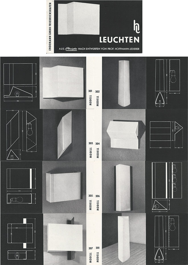 Endemann GmbH Katalog „Aus Plexiglas...“ für „HL“ Leuchten von Prof. Hanns Hoffmann-Lederer. 
