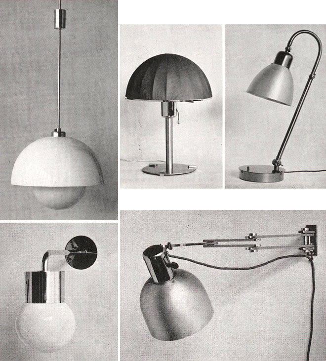 Leuchtenentwürfe von Otto Rittweger für Goldschmidt & Schwabe, Berlin. 1930.