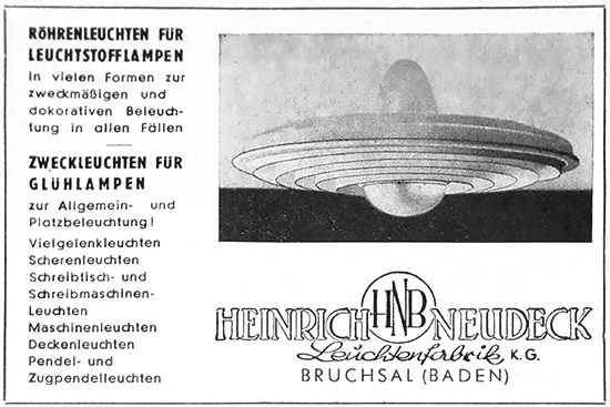 BADENIA Heinrich Neudeck Anzeige,
Erscheinungstermin 1955.
