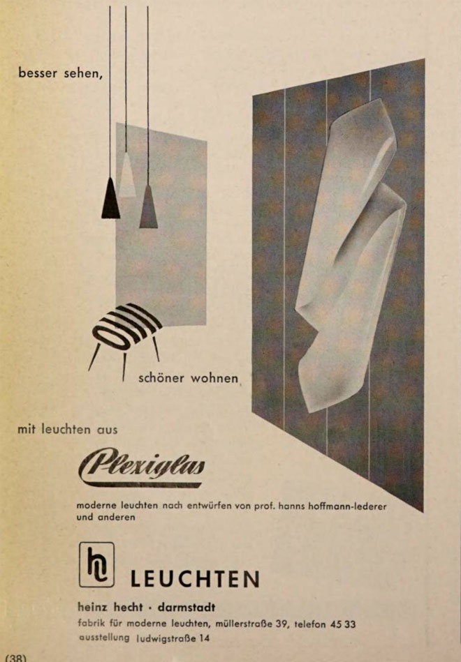 Heinz Hecht Anzeige HL Leuchten 1956