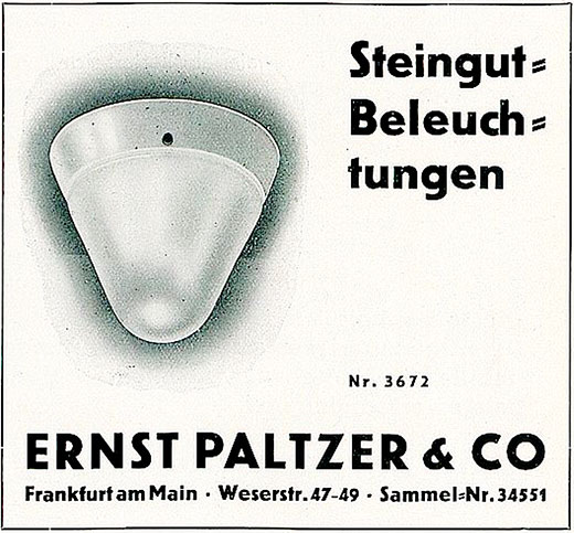 Paltzer Anzeige Steingutbeleuchtungen 1931 Leuchte 3672