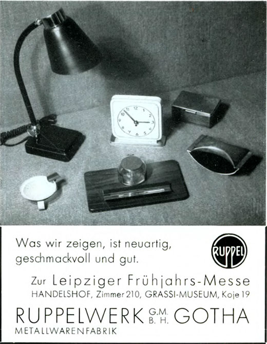 Ruppelwerk Anzeige zur Leipziger Frühjahrsmesse.
Erscheinungstermin 1937.