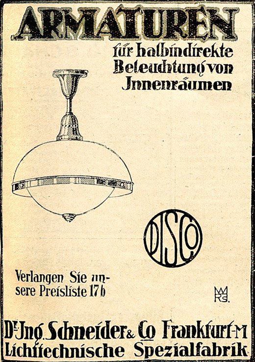 Dr. Ing. Schneider, Preisliste 17b, Anzeige 1922