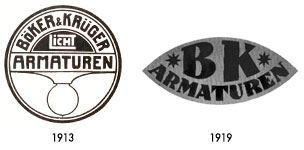 B&ouml;ker & Kr&uuml;ger, Essen, Marke, Logo, Signet, 1913 und 1919